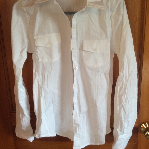 White button down stretch top medium - Picture 4 of 6